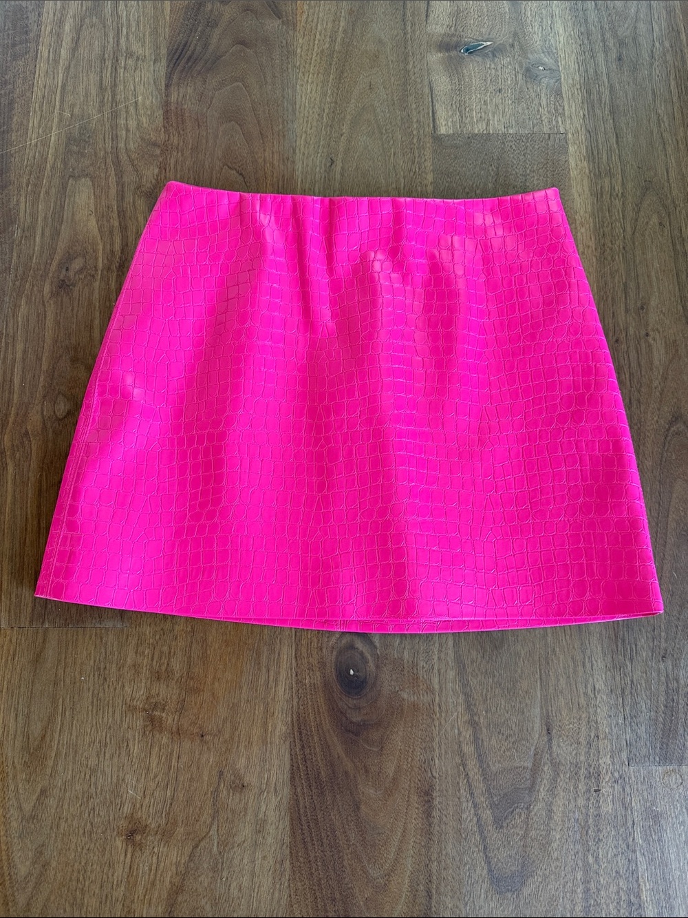 Alice + Olivia Neon Pink Faux Croc Mini Skirt